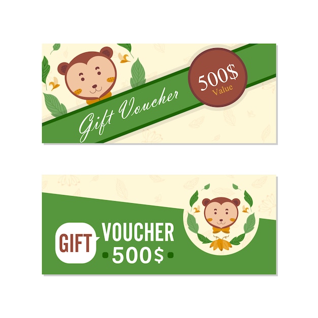 Vector gift voucher monkey cute