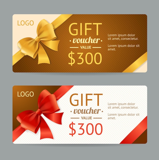 Vector gift voucher sjabloon en gift bow.