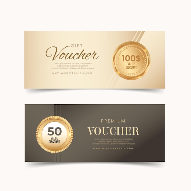 Vector gift voucher sjabloon gouden stijl