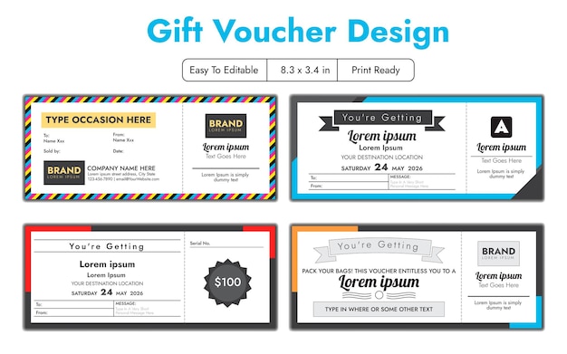 Vector gift voucher template coupon card set customer gift certificate or reward bonus card