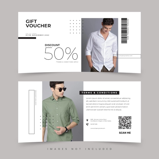 Gift voucher template design premium vector