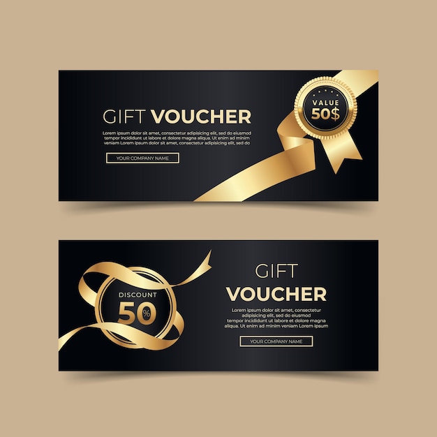 Gift voucher template golden style