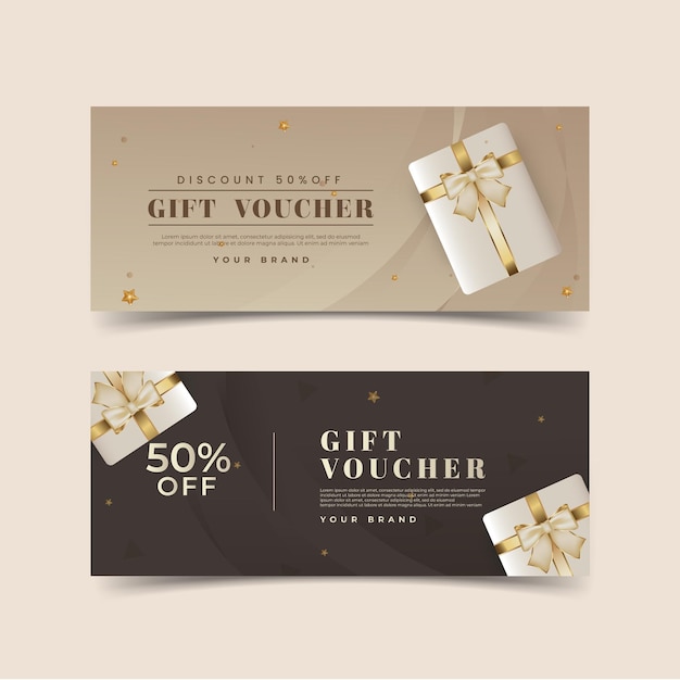 Vector gift voucher template golden style