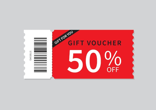 Gift voucher template isolated on gray background discount coupon 50 off promotion sale