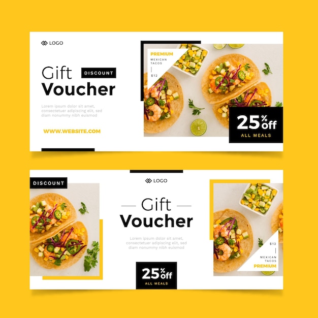 Vector gift voucher template pack with image