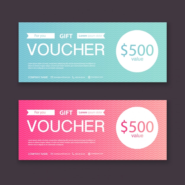 Gift voucher template with colorful pattern