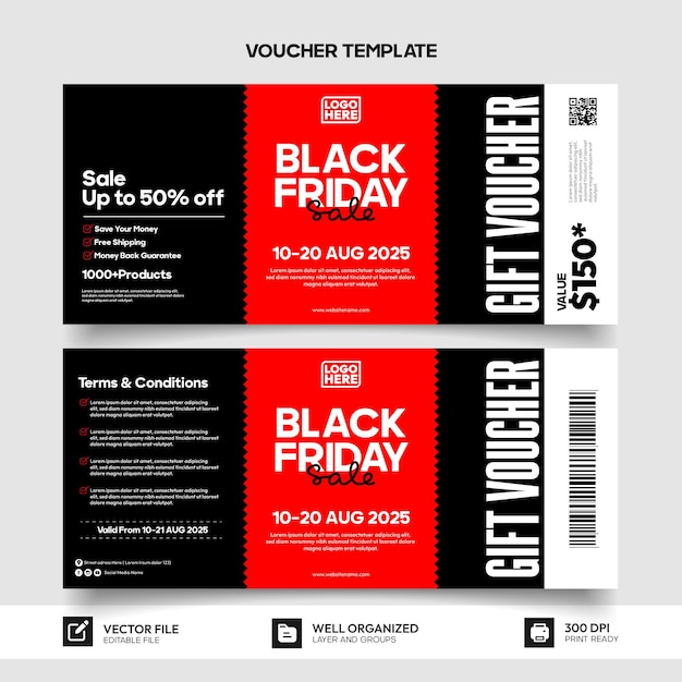 Vector gift voucher template with editable file