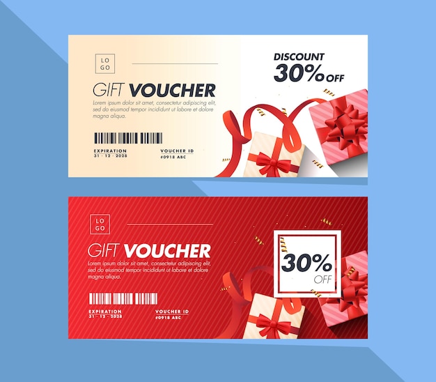 Gift Voucher Template with Elegant Ribbon Knot vector banner