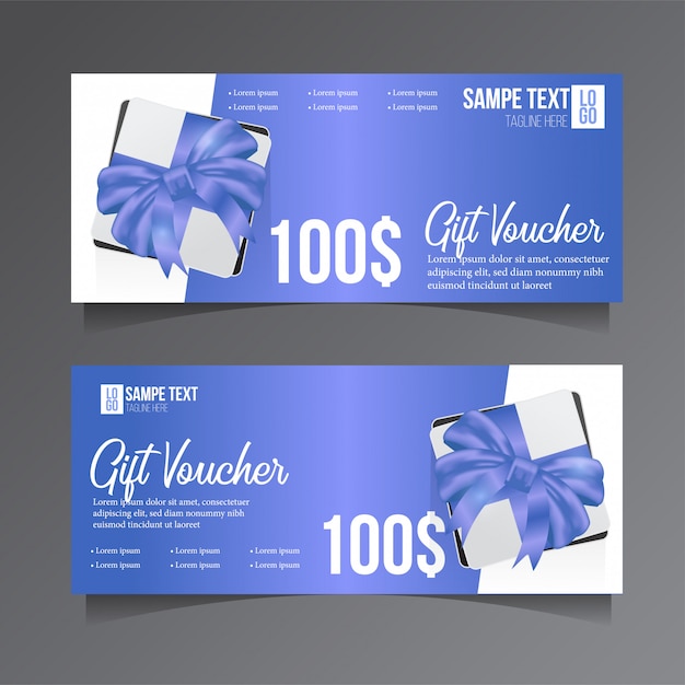 Vector gift voucher template with gift box