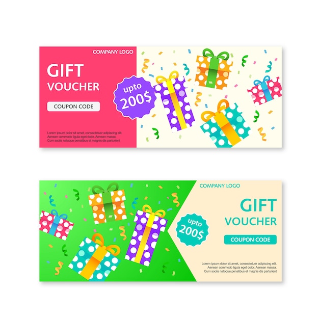 Gift Voucher Template with gift boxes