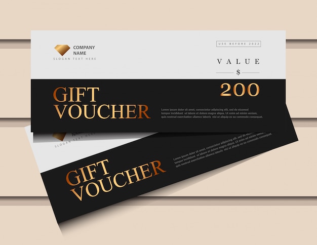 gift voucher template with glitter gold luxury elements.