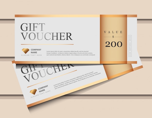 Vector gift voucher template with glitter gold luxury elements.