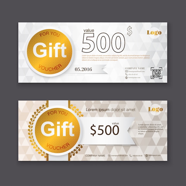 Gift voucher template with gold pattern