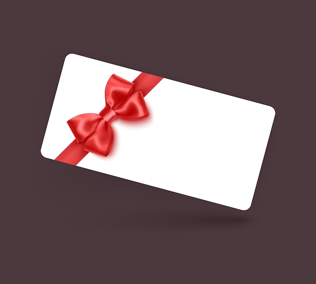 gift voucher template with red realistic ribbon vector illustration design for invitation