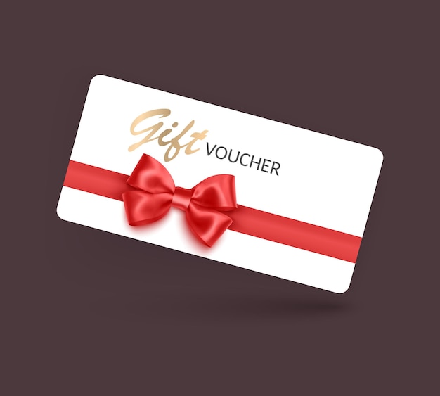 Gift voucher template with Red realistic ribbon Vector illustration Design for invitation