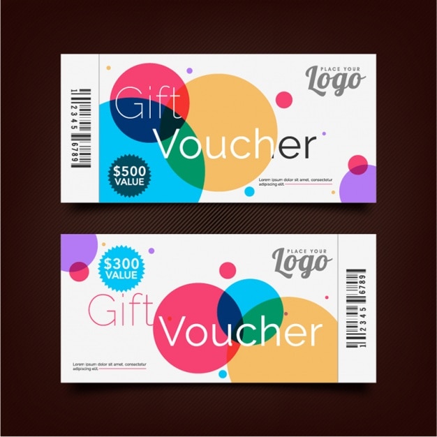 Gift voucher with decorative colored circles