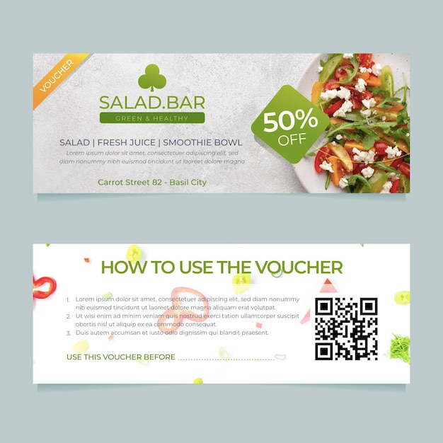 Vector gift voucher with discount template