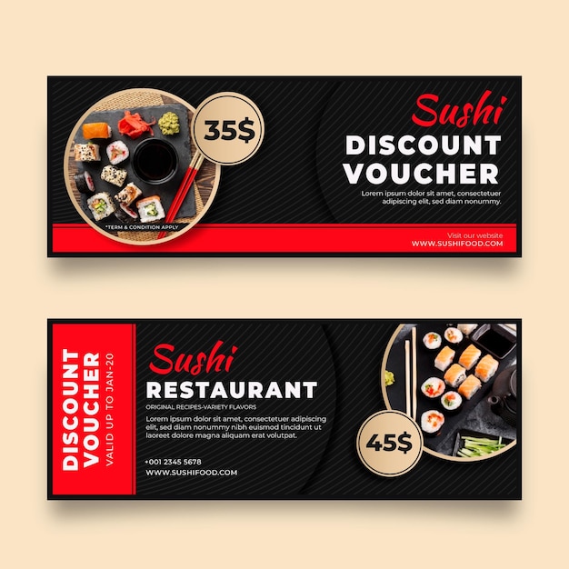 Vector gift voucher with discount template