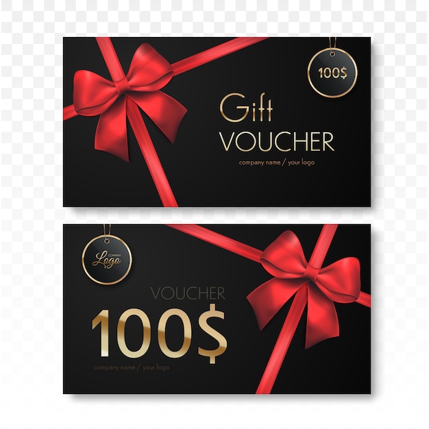 Gift voucher with red ribbon and bow