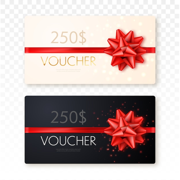 Gift voucher with red ribbon and bow