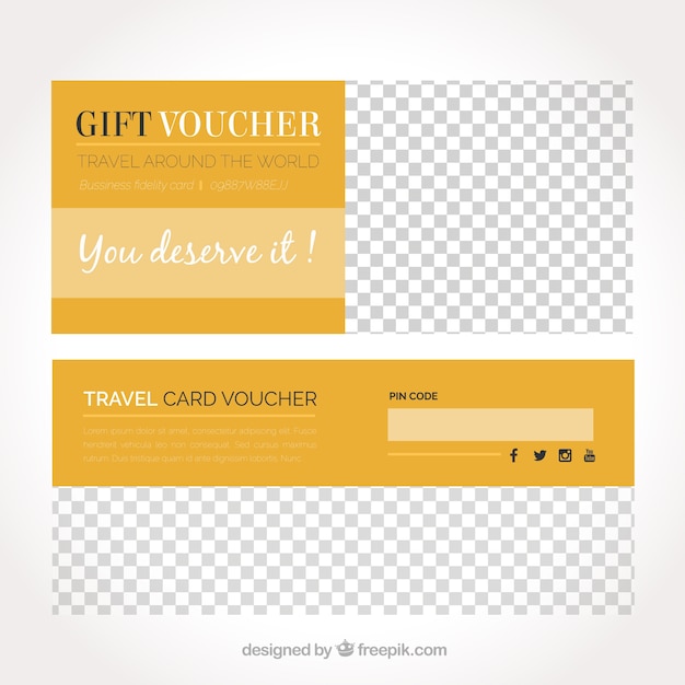 Gift vouchers in orange tones for travel
