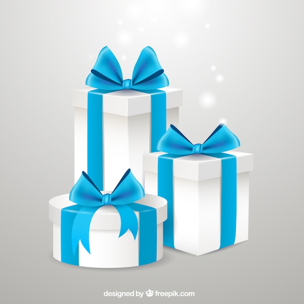 Giftboxes with blue ribbons