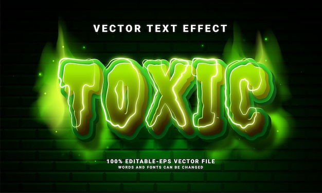Giftig 3D-teksteffect. Bewerkbaar tekststijleffect met groen lichtthema.