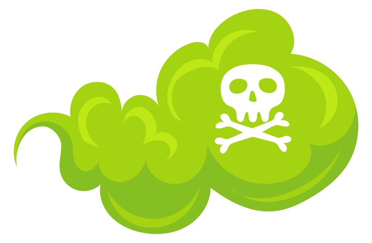 Vector giftige groene rook met dodelijke schedel gifwolk