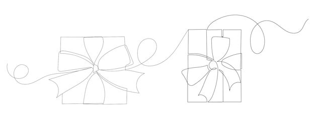 Gifts continuous line drawing vector sketch