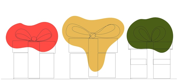 Regali di disegno a linea continua vettore