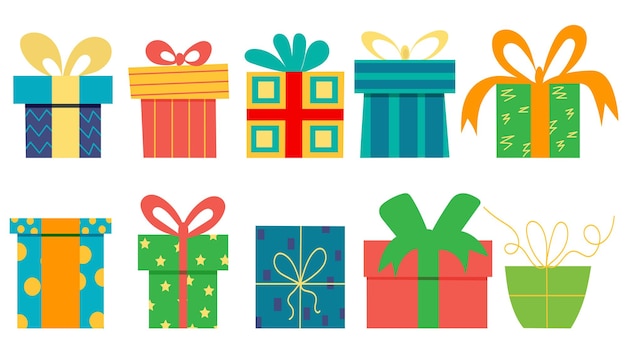 Gifts set in flat style design