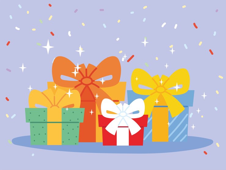 Vector 나비 넥타이, 상자 선물 휴일 크리스마스 쇼핑 생일 축하 장식 및 깜짝 테마 일러스트와 함께 선물