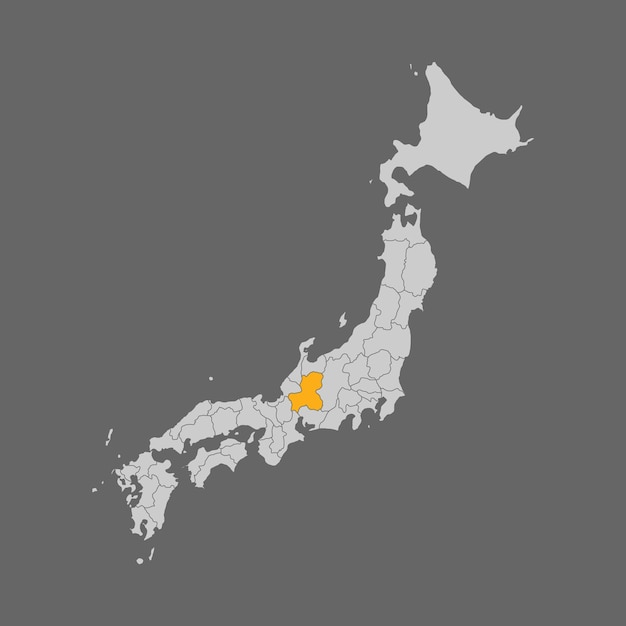 Gifu prefecture highlighted on the map of Japan