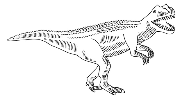 Giganotosaurus schets Handgetekende dinosaurus Reuzenhagedis geïsoleerd op witte achtergrond