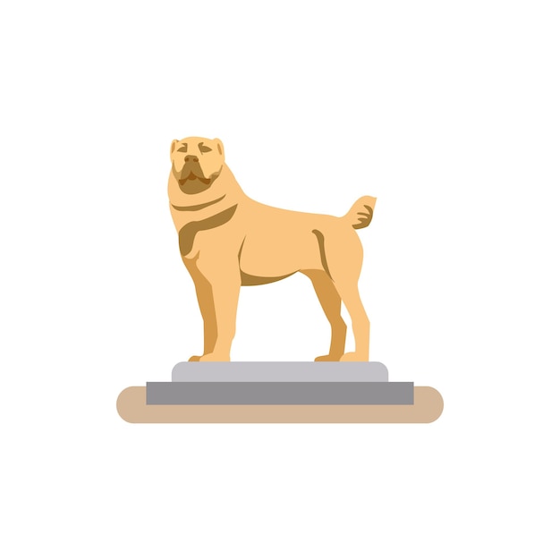 Gigantisch gouden hondenbeeld. Platte vectorillustratie.