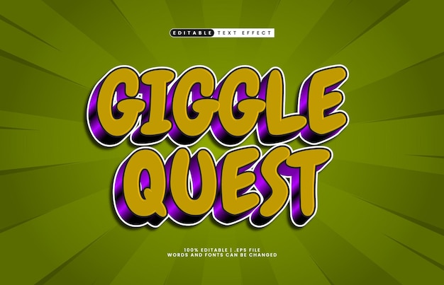 Giggle quest bewerkbare tekst-effect met een schattige en kinderen tekst stijl