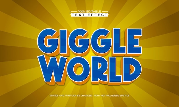 Giggle world bewerkbare tekst-effect met een spelletje en kinderen tekst stijl