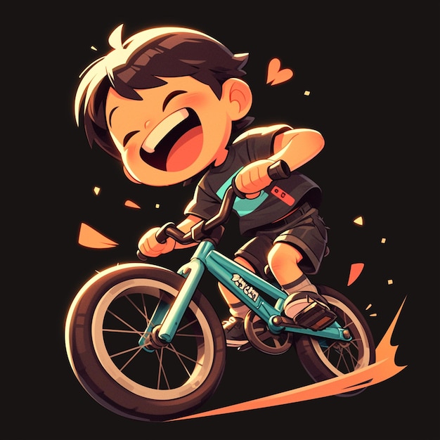 Vector a gilbert boy rides a tandem bicycle in cartoon style