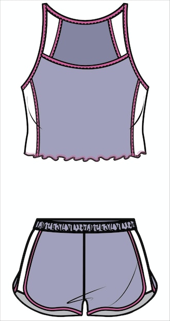 GILRS AND WOMEN WEAR PAJAMS SET TOP AND BOTTOM SET VECTOR ILLUSTRATION SKETCH DESIGN