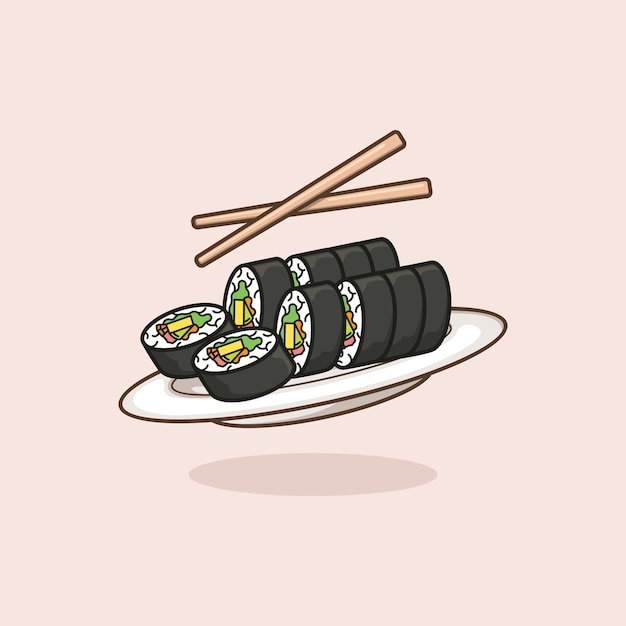 Vector gimbap cute cartoon korean food