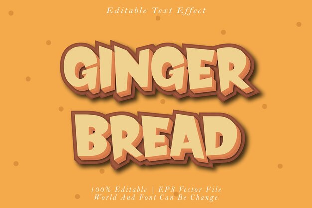 Vettore ginger bread editable text effect 3d emboss cartoon style