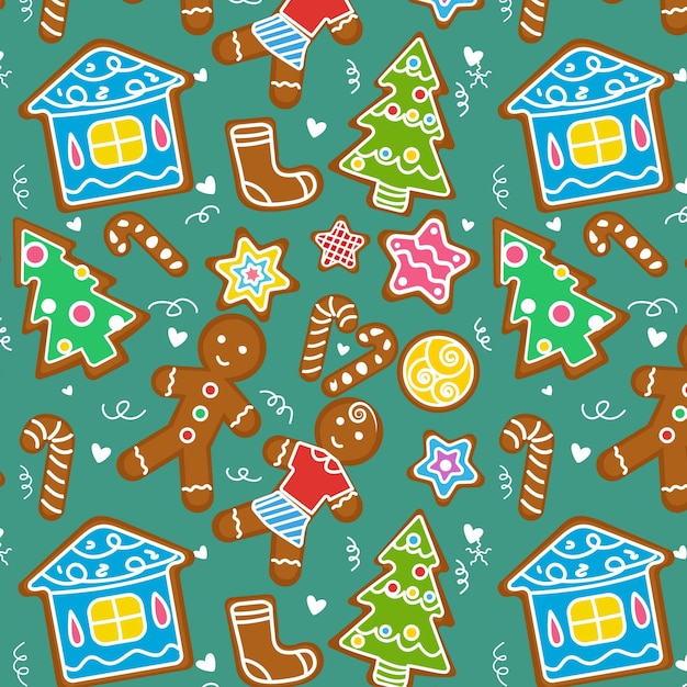 Ginger bread seamless pattern Christmas design Wrapping paper and tableware