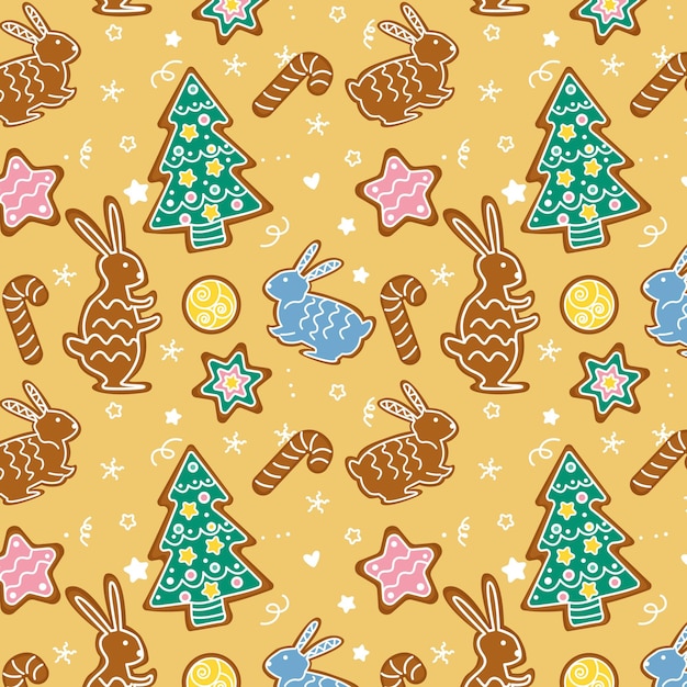 Ginger bread seamless pattern Christmas design Wrapping paper and tableware