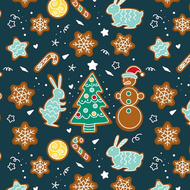 Ginger bread seamless pattern Christmas design Wrapping paper and tableware