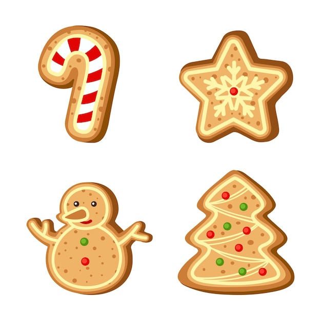 Ginger cookie christmas set vector illustration