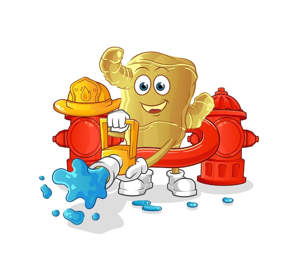 Ginger firefighter vector cartoon character