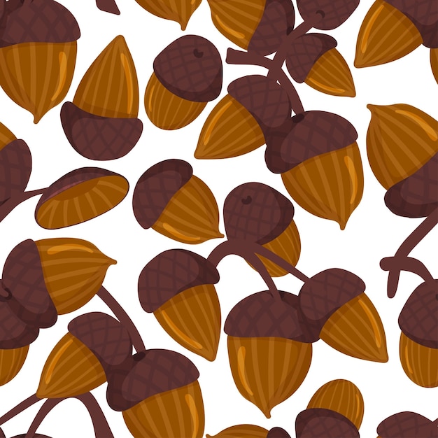 Ginger gold and yellow autumn oak acorns vector seamless pattern Fall texture for fabric