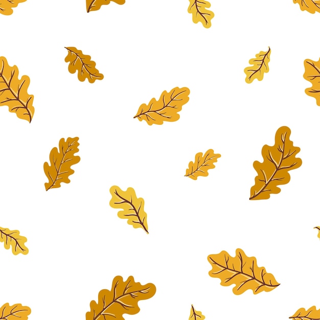 Ginger gold and yellow autumn oak leaves vector seamless pattern Texture of a leaf fall deciduous