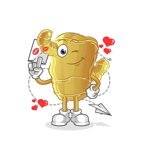 Ginger hold love letter illustration character vector