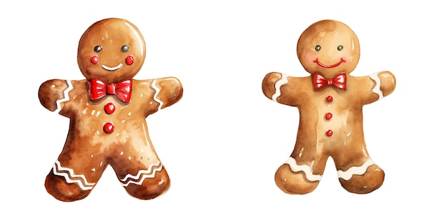 ginger man christmas cookies watercolor vector illustration